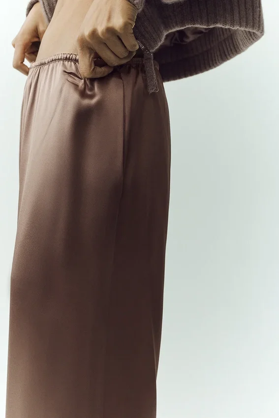 Silk Luminous Pantolon (Uzun) - Alpine Cocoa