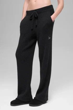 Snuggle Up High-Waist Geniş Paça Pantolon - Siyah