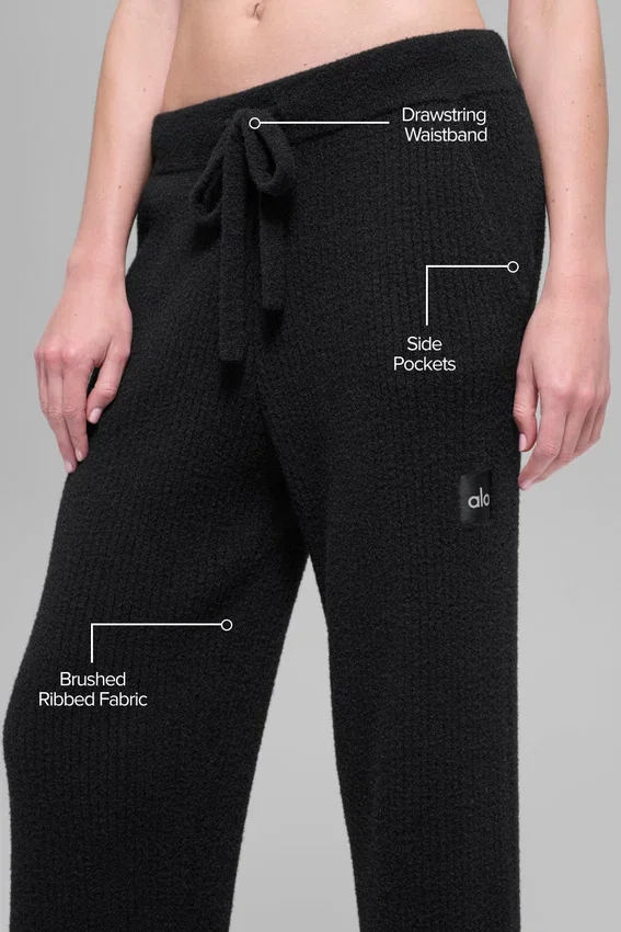Snuggle Up High-Waist Geniş Paça Pantolon - Siyah