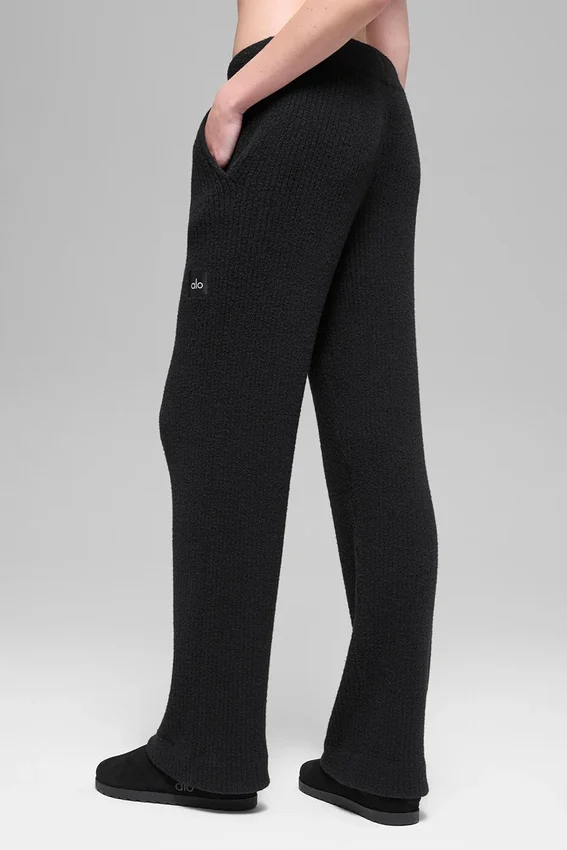Snuggle Up High-Waist Geniş Paça Pantolon - Siyah