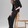 Snuggle Up High-Waist Geniş Paça Pantolon - Siyah