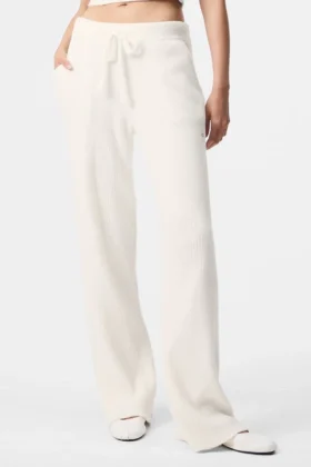 Snuggle Up Kazak High-Waist Geniş Paça Pantolon - Fildişi