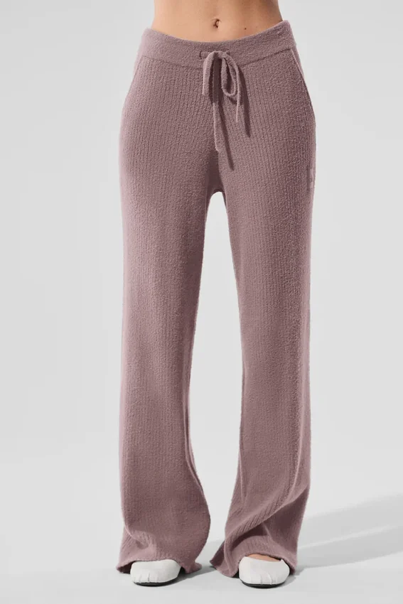 Snuggle Up Kazak High-Waist Geniş Paça Pantolon - Mantar