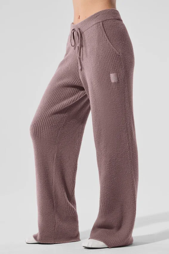 Snuggle Up Kazak High-Waist Geniş Paça Pantolon - Mantar