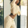 Snuggle Up Kazak High-Waist Geniş Paça Pantolon - Mum Işığı Sarısı