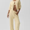Snuggle Up Kazak High-Waist Geniş Paça Pantolon - Mum Işığı Sarısı