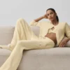 Snuggle Up Kazak High-Waist Geniş Paça Pantolon - Mum Işığı Sarısı