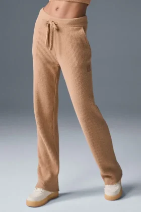 Snuggle Up Kazak High-Waist Geniş Paça Pantolon - Toasted Almond