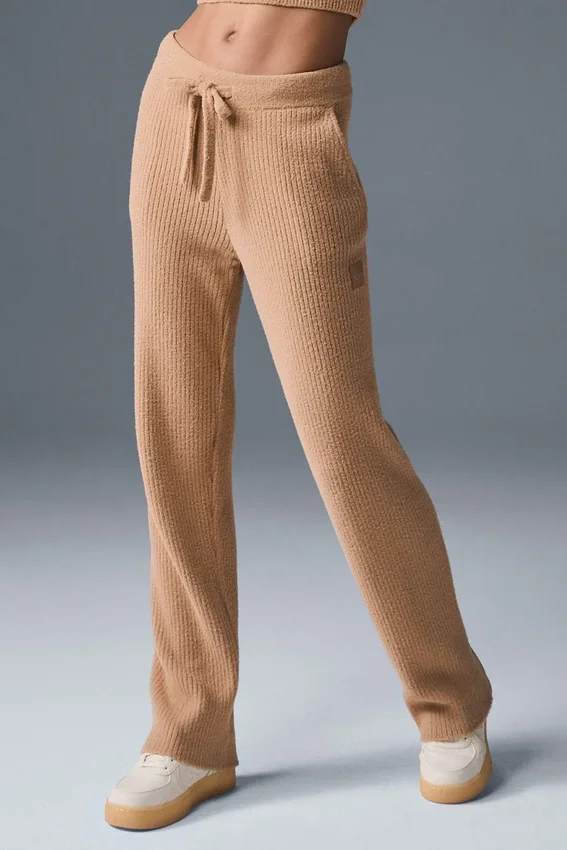 Snuggle Up Kazak High-Waist Geniş Paça Pantolon - Toasted Almond