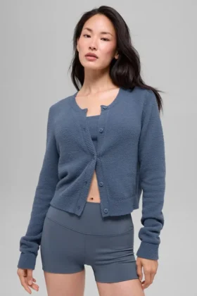 Snuggle Up Kazak Kısa Hırka - Bluestone