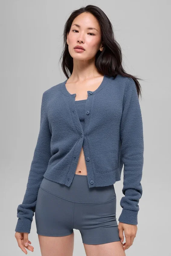Snuggle Up Kazak Kısa Hırka - Bluestone