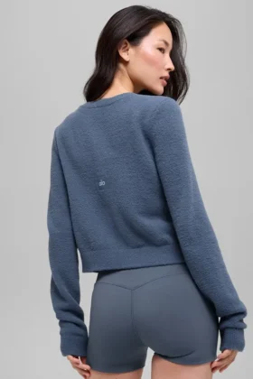 Snuggle Up Kazak Kısa Hırka – Bluestone