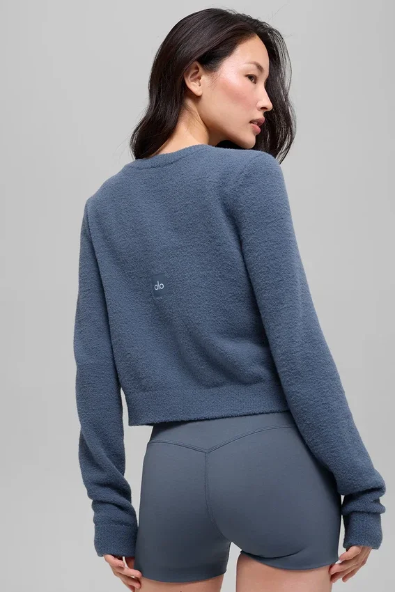 Snuggle Up Kazak Kısa Hırka - Bluestone