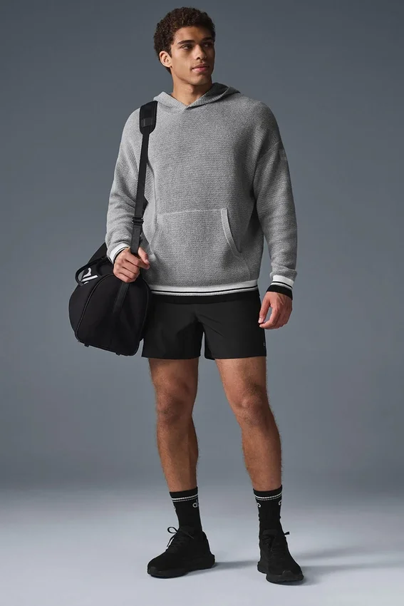 Spor Kulubu Kazak Örgü Kapüşonlu Sweatshirt - Atletik Melanj Gri