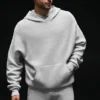 Spor Kulubu Kazak Örgü Kapüşonlu Sweatshirt - Atletik Melanj Gri