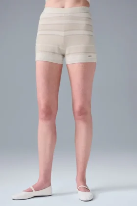 Sport Play High-Waist Örgü Şort - Fildişi/Alabaster