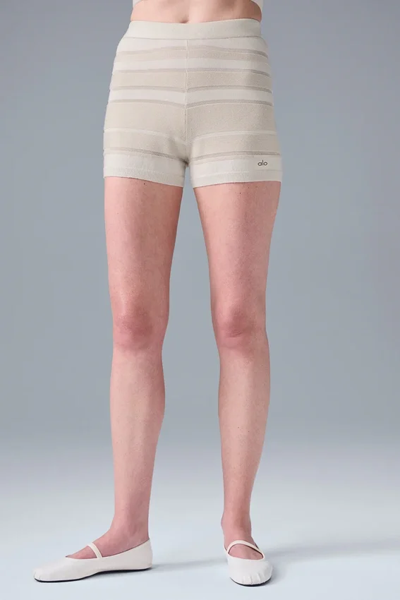 Sport Play High-Waist Örgü Şort - Fildişi/Alabaster