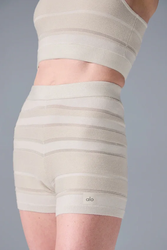 Sport Play High-Waist Örgü Şort - Fildişi/Alabaster
