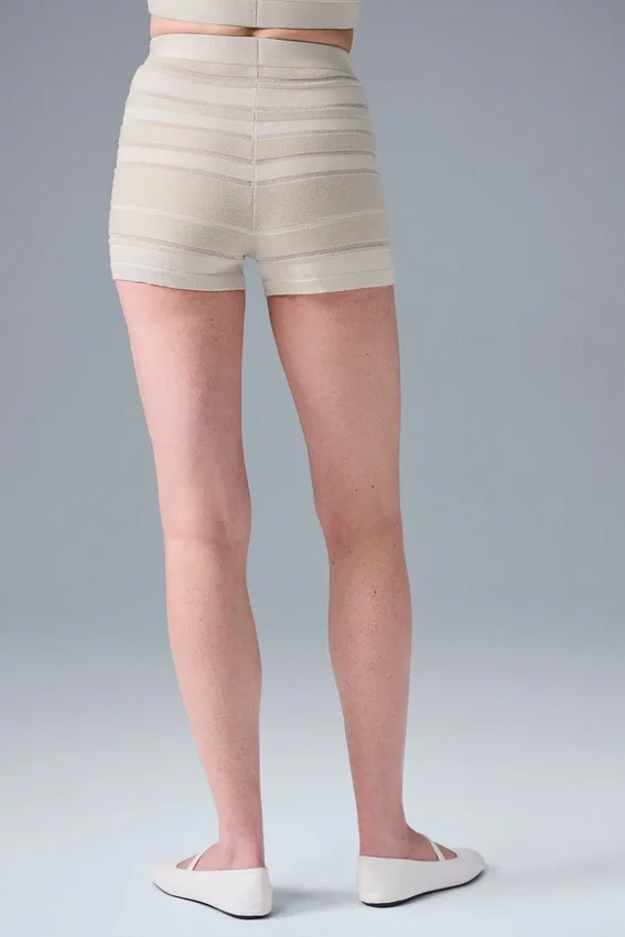 Sport Play High-Waist Örgü Şort - Fildişi/Alabaster