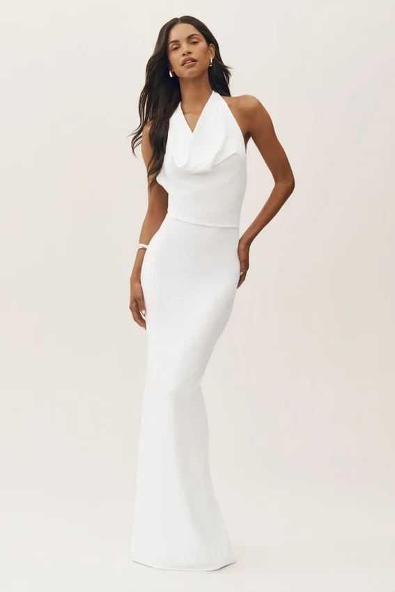 Summer Soiree Halter Maxi Elbise - Beyaz
