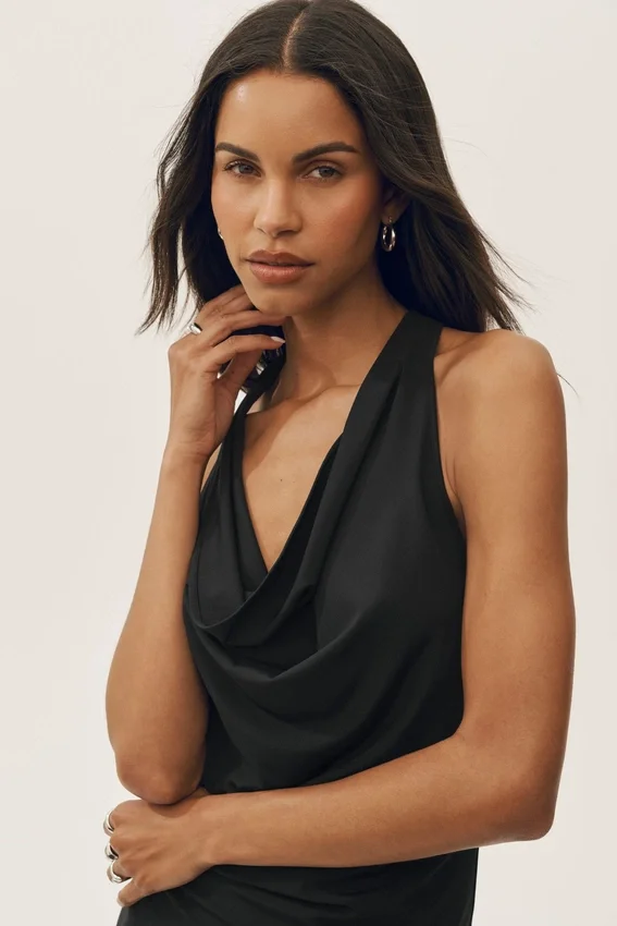 Summer Soiree Halter Mini Elbise - Siyah