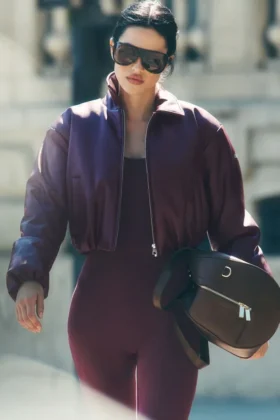 Suni Deri Kısa Premier Bomber Ceket - Bordo