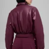 Suni Deri Kısa Premier Bomber Ceket - Bordo