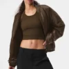 Suni Deri Premier Bomber - Espresso