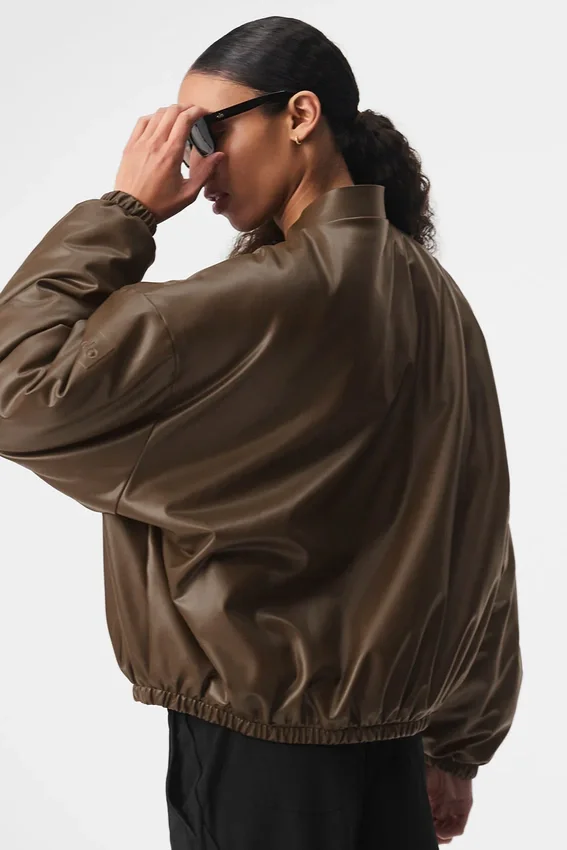 Suni Deri Premier Bomber - Espresso
