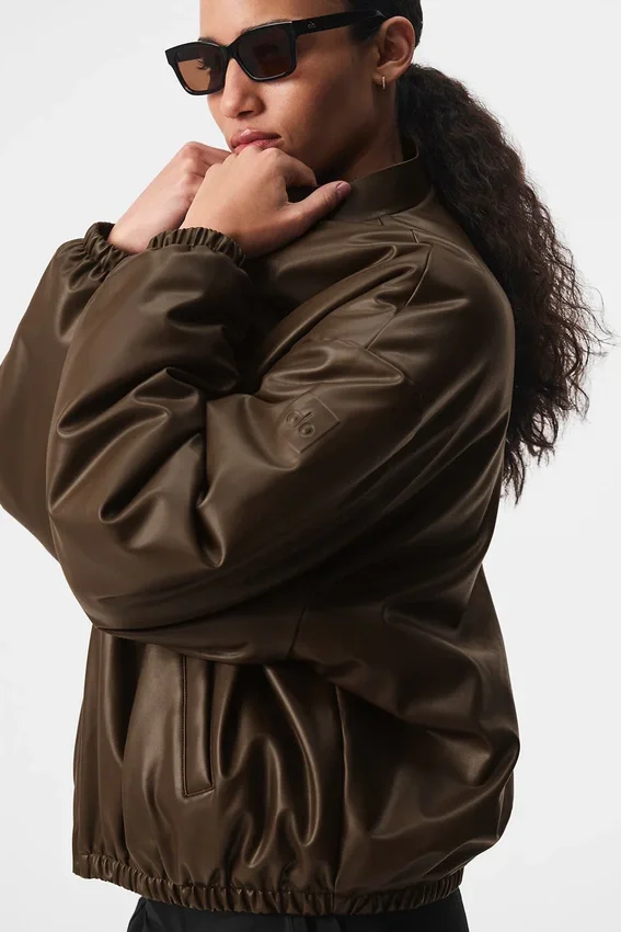 Suni Deri Premier Bomber - Espresso