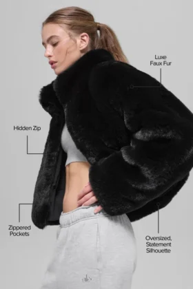 Suni Kürk Allure Ceket – Siyah