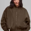 Suni Kürk Urbanite Bomber Ceket - Espresso/Fildişi