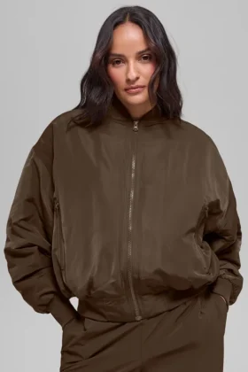 Suni Kürk Urbanite Bomber Ceket - Espresso/Fildişi