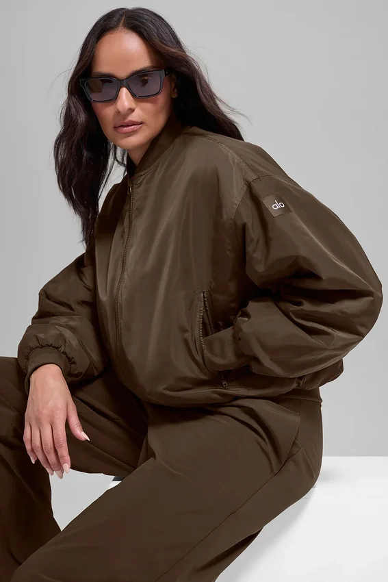 Suni Kürk Urbanite Bomber Ceket - Espresso/Fildişi