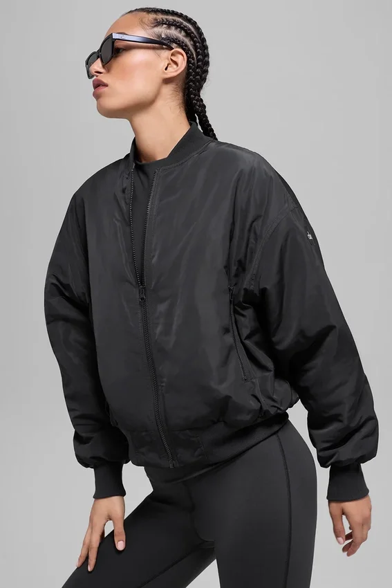 Suni Kürk Urbanite Bomber Ceket - Siyah/Fildişi