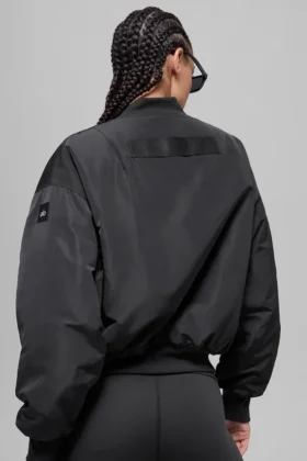 Suni Kürk Urbanite Bomber Ceket – Siyah/Fildişi