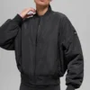 Suni Kürk Urbanite Bomber Ceket - Siyah/Fildişi