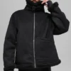 Suni Shearling Grand Ceket - Siyah
