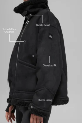 Suni Shearling Grand Ceket – Siyah