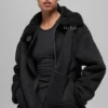 Suni Shearling Grand Ceket - Siyah