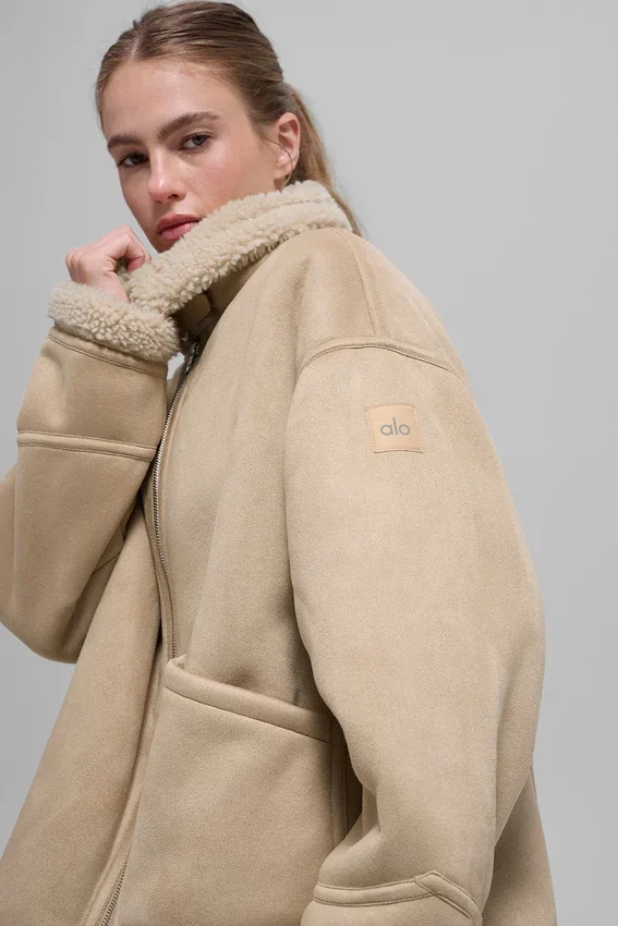 Suni Shearling Grand Ceket - Woodland Tan