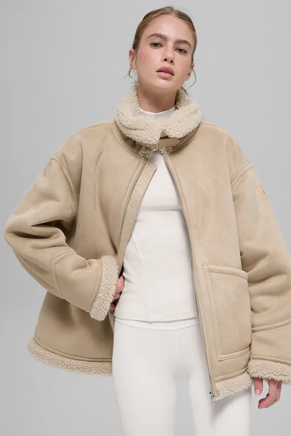 Suni Shearling Grand Ceket - Woodland Tan