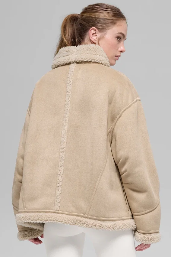Suni Shearling Grand Ceket - Woodland Tan