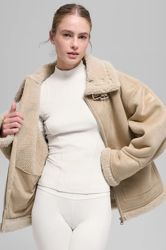 Suni Shearling Grand Ceket - Woodland Tan