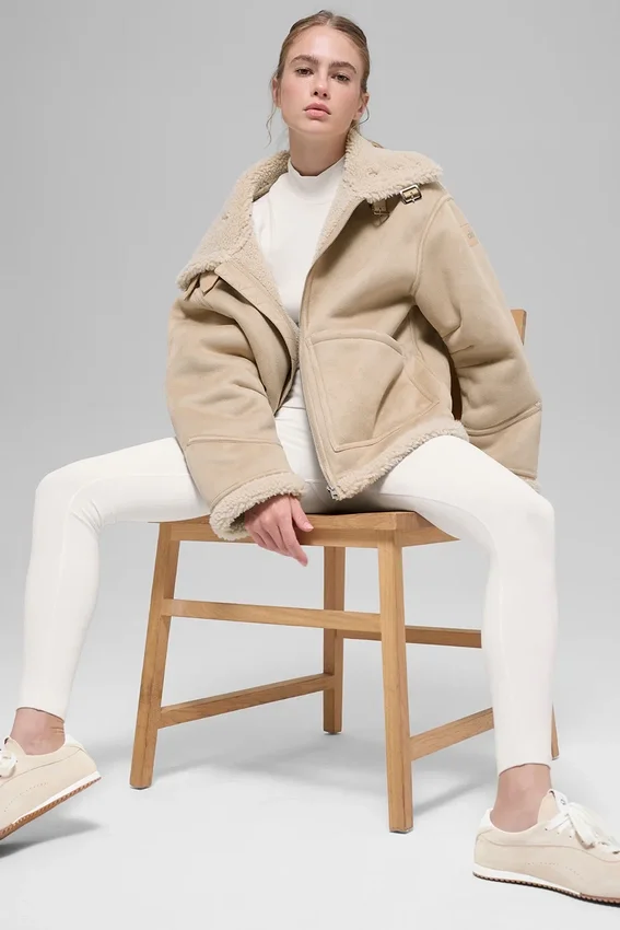 Suni Shearling Grand Ceket - Woodland Tan