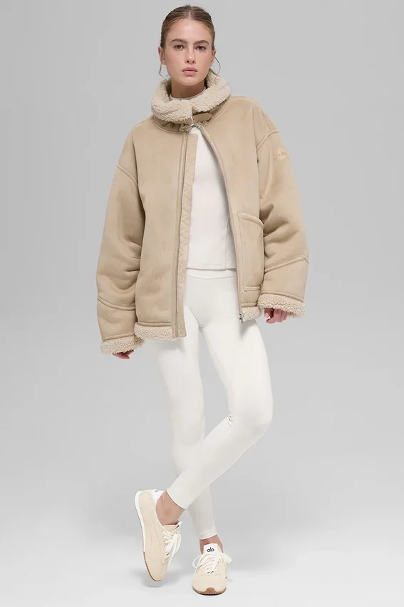 Suni Shearling Grand Ceket - Woodland Tan