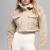 Suni Shearling Snowfall Kısa Ceket - Orman Kahvesi