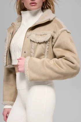 Suni Shearling Snowfall Kısa Ceket – Orman Kahvesi
