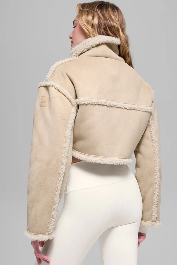 Suni Shearling Snowfall Kısa Ceket - Orman Kahvesi