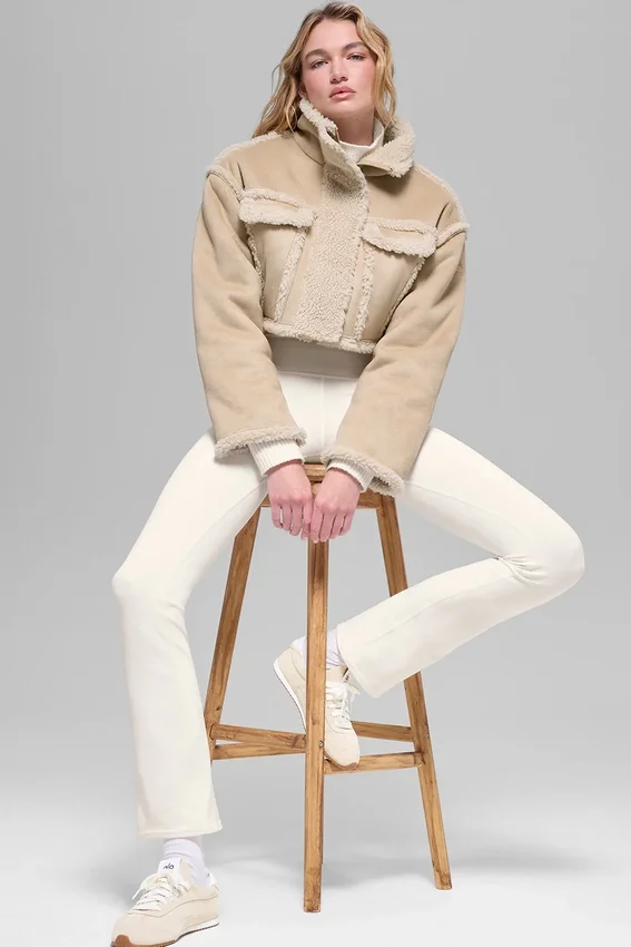 Suni Shearling Snowfall Kısa Ceket - Orman Kahvesi